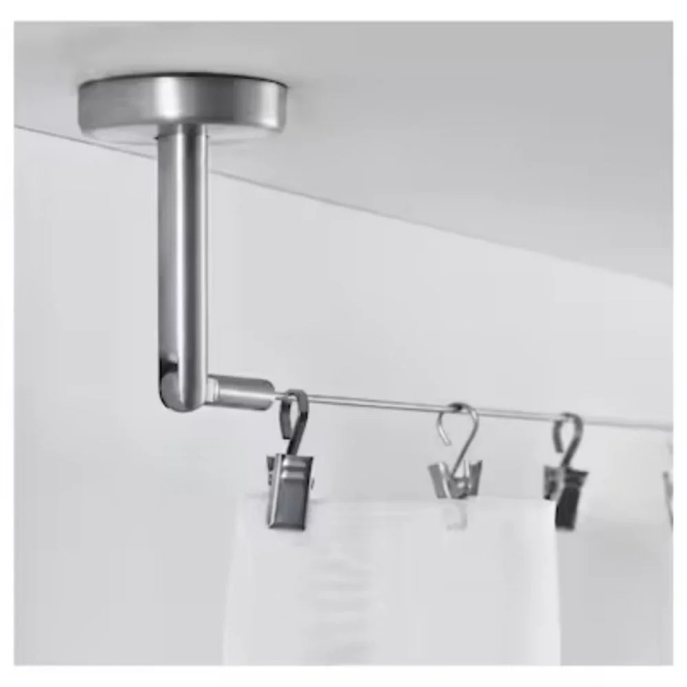 IKEA Riktig set of 24 stainless steel hooks w clips for Photos or curtains NWT